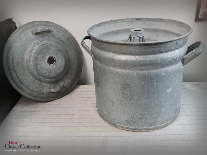 VERKAUFT ! 30 L Zinktopf 3-teilig mit Deckel ~ Zink Kochtopf 3-teilig ~ Vintage Übertopf ~ Gartendeko rustikal ~ Pflanzpott ~ Landhausdeko