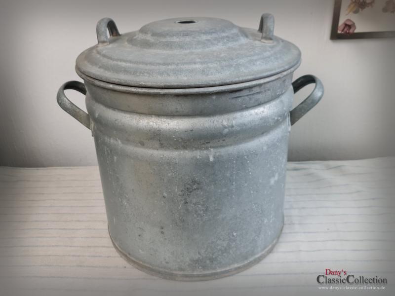 VERKAUFT ! 30 L Zinktopf 3-teilig mit Deckel ~ Zink Kochtopf 3-teilig ~ Vintage Übertopf ~ Gartendeko rustikal ~ Pflanzpott ~ Landhausdeko