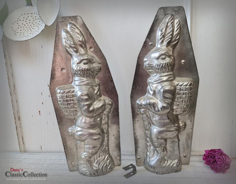 VERKAUFT ! 43 cm Kilometer Hase ~ seltene Schokoladen Schauform ~ Metallform ~ Patisserie ~ Wanderhase ~ Sammlerstück ~ Frohe Ostern