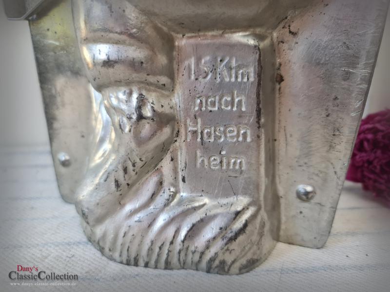 VERKAUFT ! 43 cm Kilometer Hase ~ seltene Schokoladen Schauform ~ Metallform ~ Patisserie ~ Wanderhase ~ Sammlerstück ~ Frohe Ostern