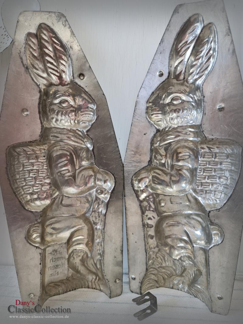 VERKAUFT ! 43 cm Kilometer Hase ~ seltene Schokoladen Schauform ~ Metallform ~ Patisserie ~ Wanderhase ~ Sammlerstück ~ Frohe Ostern