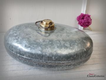 VERKAUFT ! Zink Bettwärmer ~ Wärmflasche poliert ~ Messing Drehverschluss ~ Fußwärmer ~ Vintage Deko ~ Landhausdeko