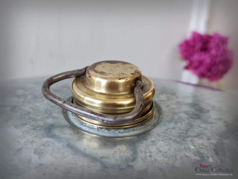 VERKAUFT ! Zink Bettwärmer ~ Wärmflasche poliert ~ Messing Drehverschluss ~ Fußwärmer ~ Vintage Deko ~ Landhausdeko