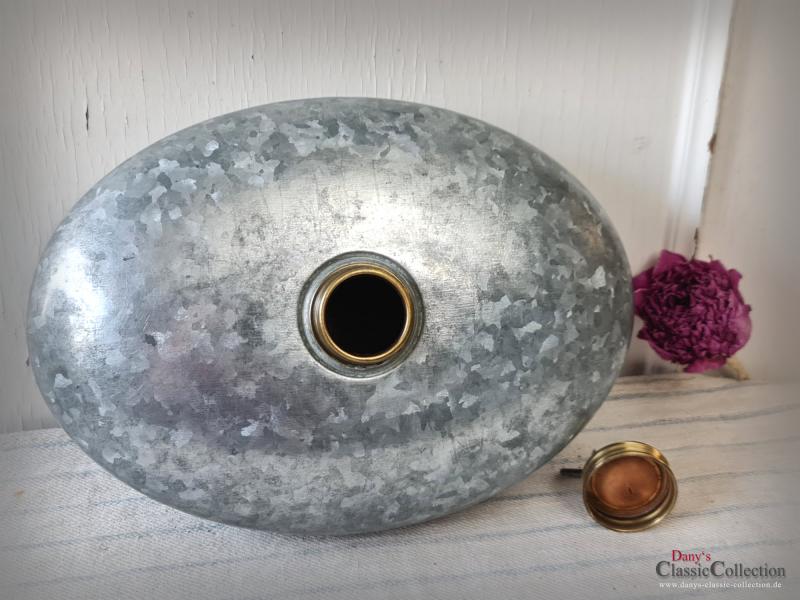 VERKAUFT ! Zink Bettwärmer ~ Wärmflasche poliert ~ Messing Drehverschluss ~ Fußwärmer ~ Vintage Deko ~ Landhausdeko