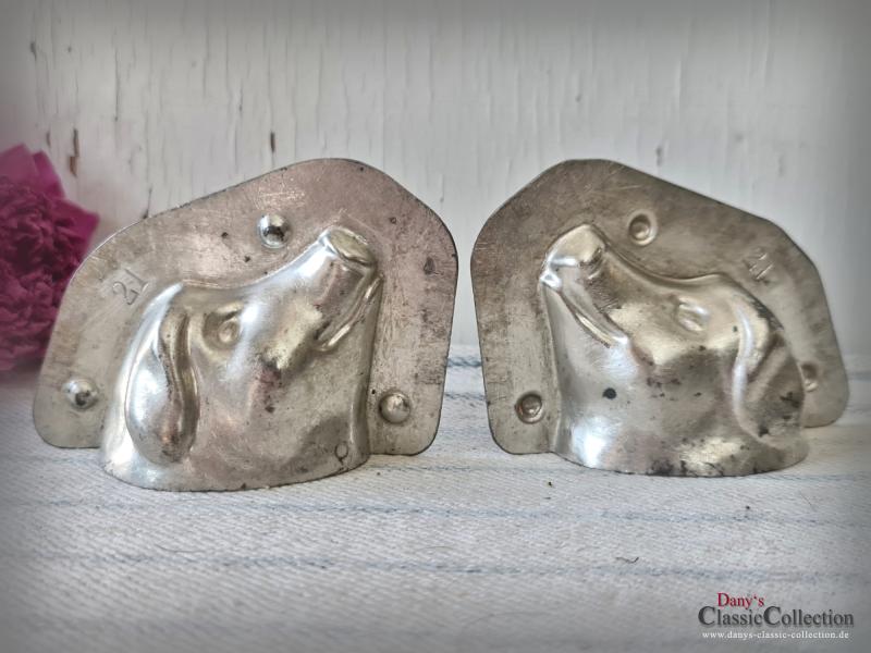 VERKAUFT ! Vintage Schweinekopf Schokoladenform ~ Metall Gießform ~ Sammlerstück ~ Glücksbringer ~ Dekoration