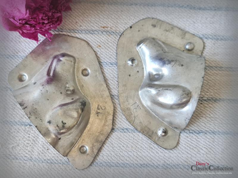 VERKAUFT ! Vintage Schweinekopf Schokoladenform ~ Metall Gießform ~ Sammlerstück ~ Glücksbringer ~ Dekoration