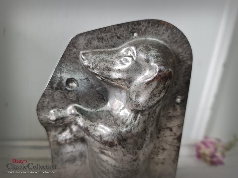 VERKAUFT ! 21 cm Dackel Schokoladenform ~ Halbe Form ~ Männchen machen ~ Langhaar Dackel ~ Teckel Form ~ Haustier ~ Sammlerstück