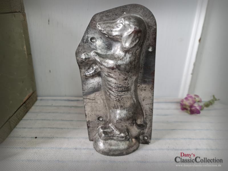 VERKAUFT ! 21 cm Dackel Schokoladenform ~ Halbe Form ~ Männchen machen ~ Langhaar Dackel ~ Teckel Form ~ Haustier ~ Sammlerstück