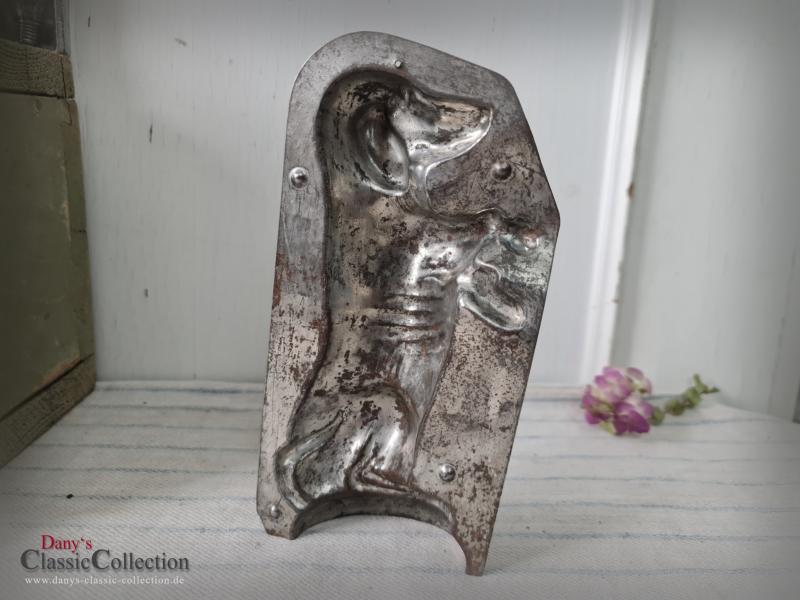 VERKAUFT ! 21 cm Dackel Schokoladenform ~ Halbe Form ~ Männchen machen ~ Langhaar Dackel ~ Teckel Form ~ Haustier ~ Sammlerstück