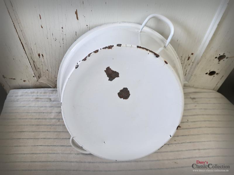 Große Emaille Waschschüssel 48 cm ~ weiß ~ Waschwanne ~ Bauernhaus ~ Vintage Gartendeko ~ Pflanztopf