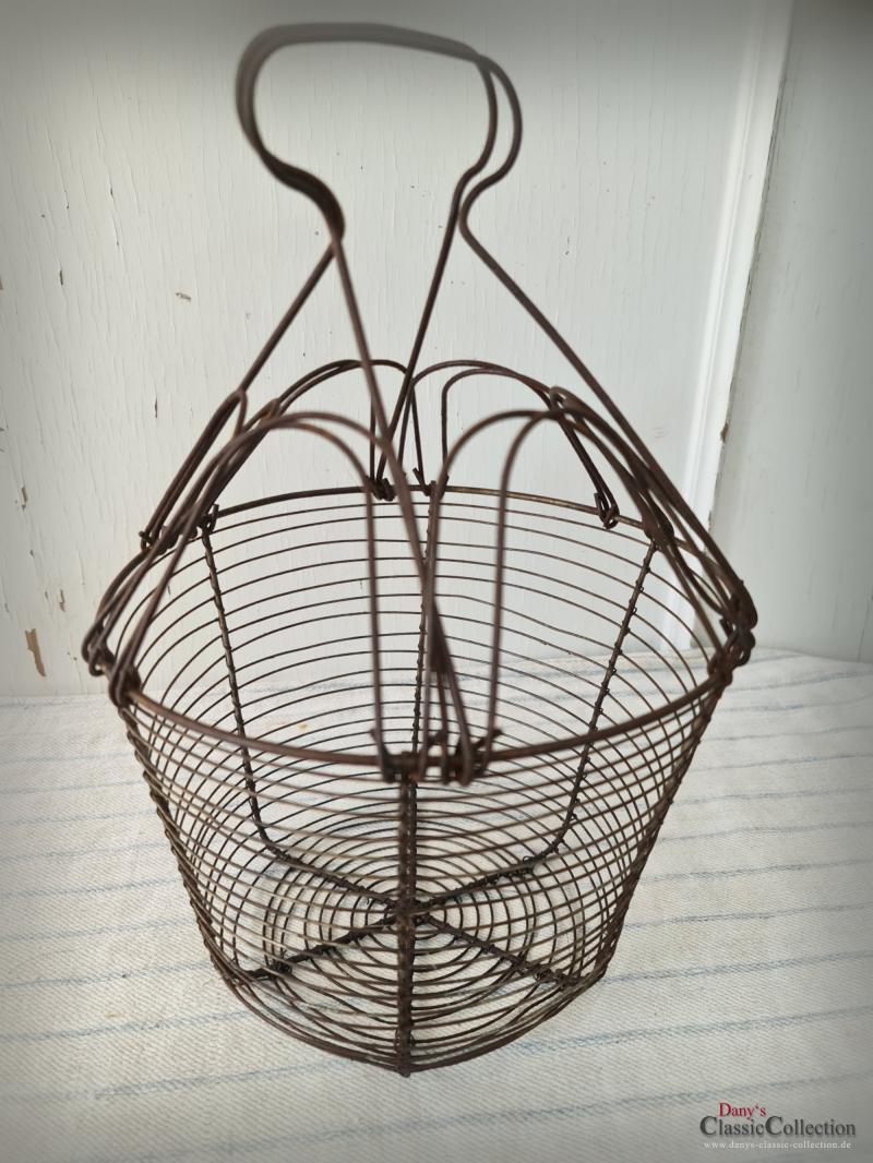 VERKAUFT ! Draht Salatschleuder ~ Eierkorb ~ Frankreich ~ Fil de Fer ~ Metall ~ Landhausküche rustikal ~ Bauernhaus ~ Obstkorb ~ Aufbewahrung