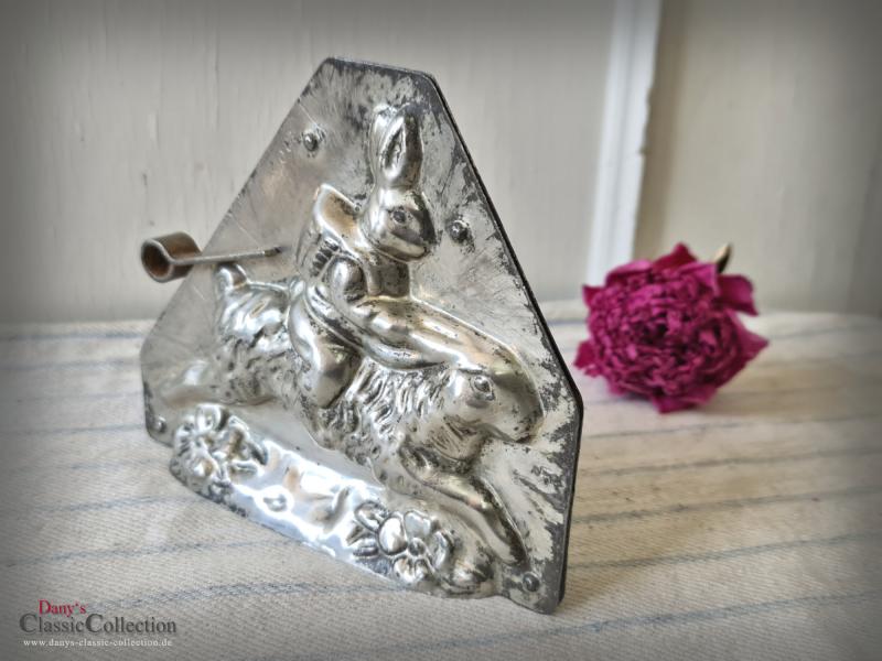 VERKAUFT ! Hase auf Hase HERIS Schokoladenform 14 cm ~ Metall Form ~ Gießform ~ Vintage Osterhase ~ Frohe Ostern ~ Sammlerstück ~ hy5353h5