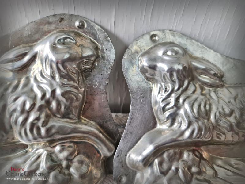 VERKAUFT ! Rennender Hase Schokoladenform ~ laufender Hase ~ antike Metall Gießform ~ Patisserie ~ seltenes Sammlerstück ~ Shabby Ostern