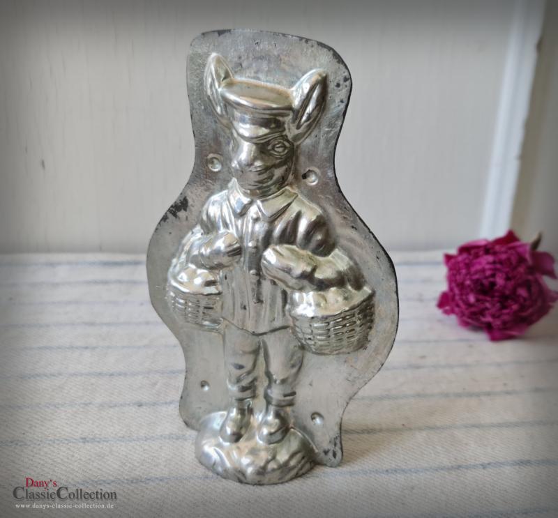 HERIS Postbote Schokoladenform 16,5 cm ~ Hase mit 2 Körben ~ Vintage Osterdeko ~ Frohe Ostern ~ Rarität ~ Sammlerstück