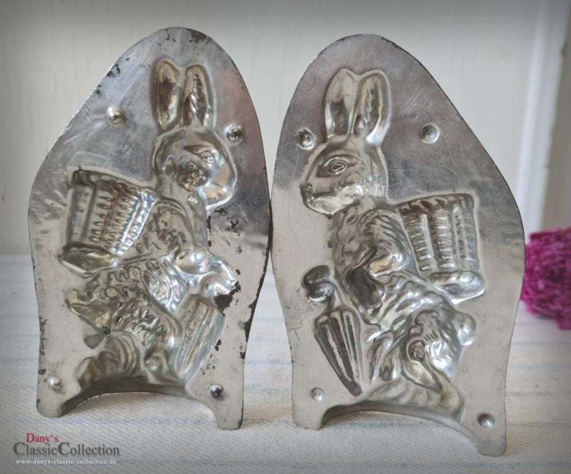 VERKAUFT ! Alte Laurösch Schokoladenform Hase 14 cm ~ Osterhase stehend mit Schirm ~ Vintage Osterdeko ~ Frohe Ostern ~ Vintage Ostern