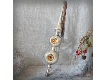 31 cm Reflex Christbaumspitze ~ 6 farbige Einstiche und Tinselschweif ~ Weihnachtsbaum ~ Bauernsilber ~ Nostalgie Weihnacht