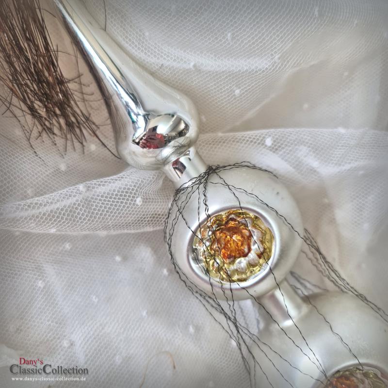 31 cm Reflex Christbaumspitze ~ 6 farbige Einstiche und Tinselschweif ~ Weihnachtsbaum ~ Bauernsilber ~ Nostalgie Weihnacht