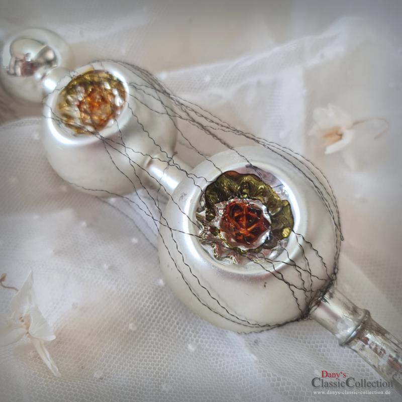 31 cm Reflex Christbaumspitze ~ 6 farbige Einstiche und Tinselschweif ~ Weihnachtsbaum ~ Bauernsilber ~ Nostalgie Weihnacht