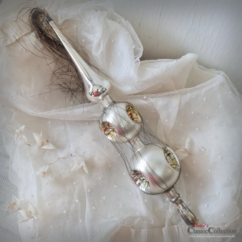 31 cm Reflex Christbaumspitze ~ 6 farbige Einstiche und Tinselschweif ~ Weihnachtsbaum ~ Bauernsilber ~ Nostalgie Weihnacht