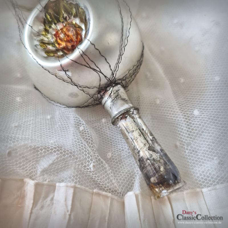 31 cm Reflex Christbaumspitze ~ 6 farbige Einstiche und Tinselschweif ~ Weihnachtsbaum ~ Bauernsilber ~ Nostalgie Weihnacht