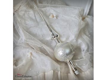 VERKAUFT ! 27 cm Christbaumspitze ~ Glas mit Schneedekor ~ Christbaumspitze ~ Weihnachtsbaum ~ Bauernsilber ~ Frohe Weihnachten