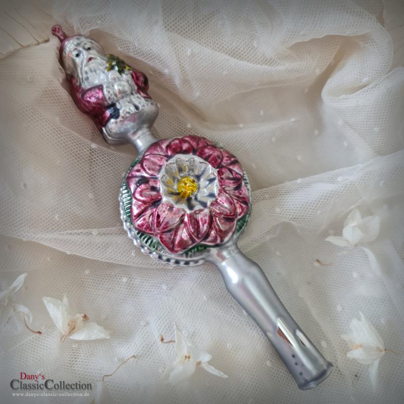 Außergewöhnliche Nikolaus Christbaumspitze 21,5 cm ~ Blume mit Einstich ~ bunte Bemalung ~ Weihnachtsbaum ~ Frohe Weihnachten