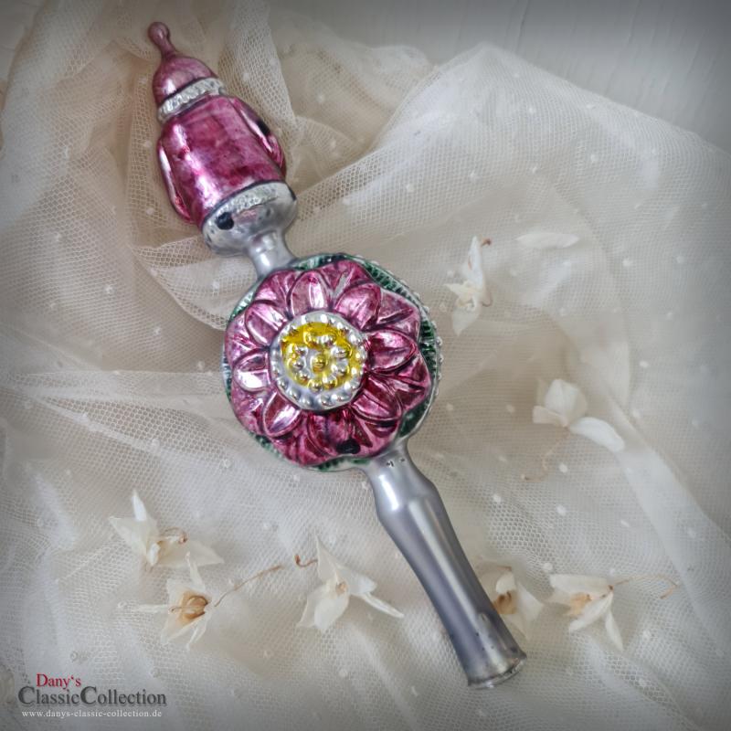 Außergewöhnliche Nikolaus Christbaumspitze 21,5 cm ~ Blume mit Einstich ~ bunte Bemalung ~ Weihnachtsbaum ~ Frohe Weihnachten