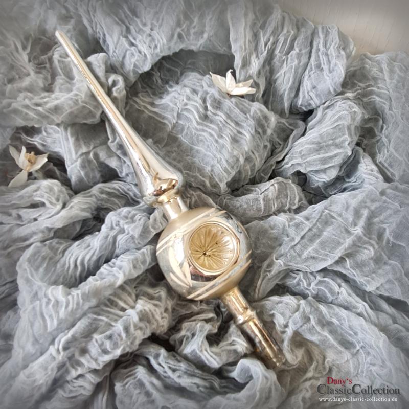 VERKAUFT ! 26 cm Reflex Christbaumspitze ~ Silber ~ 3 Einstiche ~ Weihnachtsbaum ~ Bauernsilber ~ Nostalgie Weihnacht