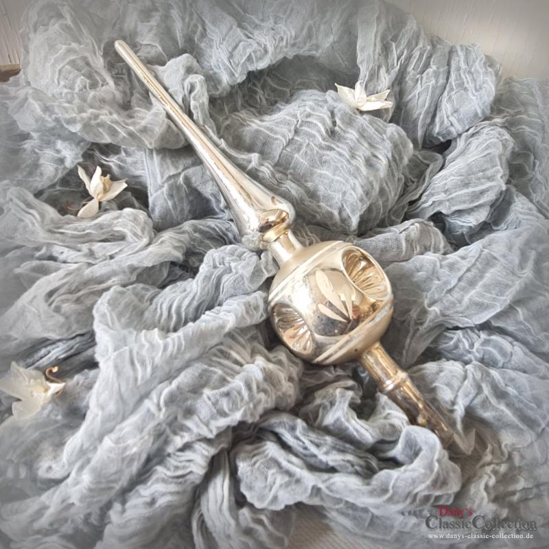 VERKAUFT ! 26 cm Reflex Christbaumspitze ~ Silber ~ 3 Einstiche ~ Weihnachtsbaum ~ Bauernsilber ~ Nostalgie Weihnacht