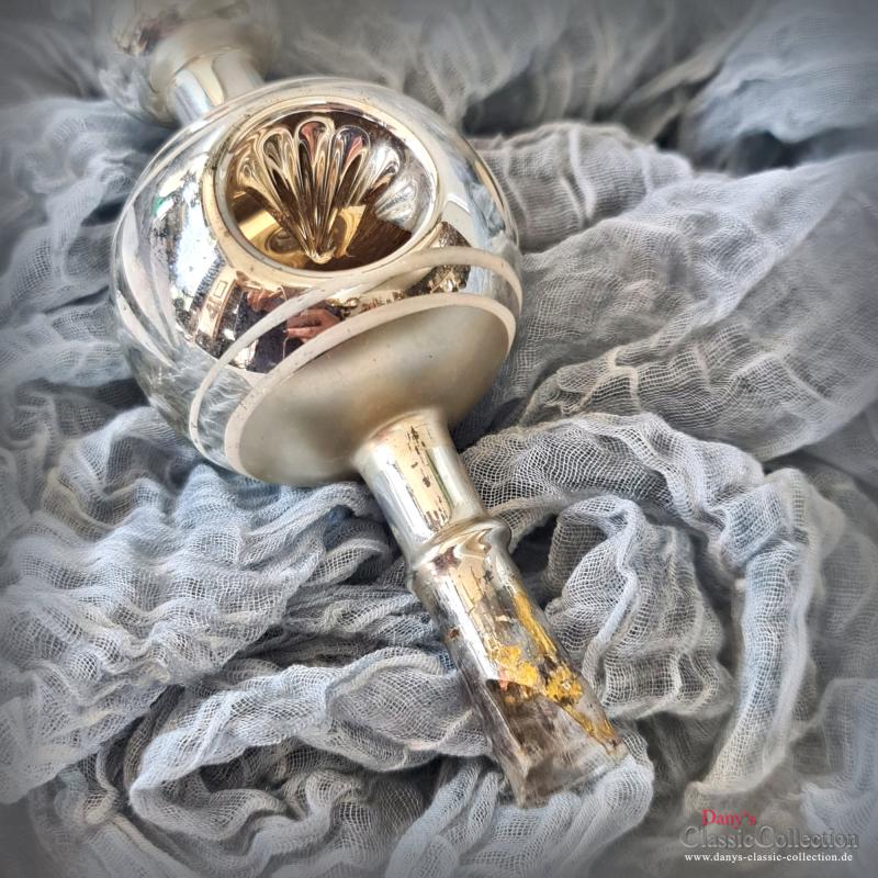 VERKAUFT ! 26 cm Reflex Christbaumspitze ~ Silber ~ 3 Einstiche ~ Weihnachtsbaum ~ Bauernsilber ~ Nostalgie Weihnacht