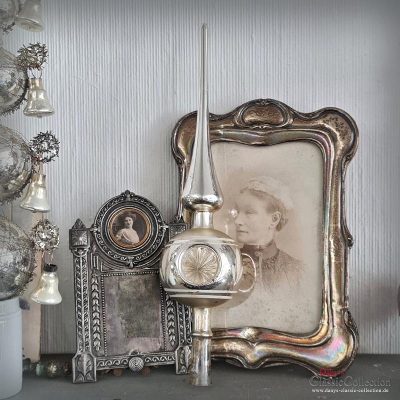 VERKAUFT ! 26 cm Reflex Christbaumspitze ~ Silber ~ 3 Einstiche ~ Weihnachtsbaum ~ Bauernsilber ~ Nostalgie Weihnacht