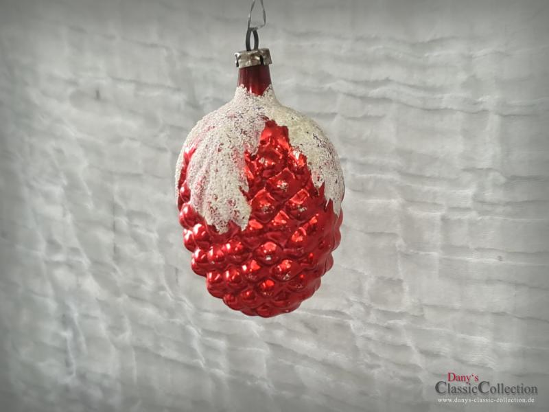 Traube Christbaumschmuck ~ Beere rot verspiegelt weiße Blätter ~ Baumbehang ~ Weihnachtsbaum ~ Frohe Weihnachten ~ Sammlerstück