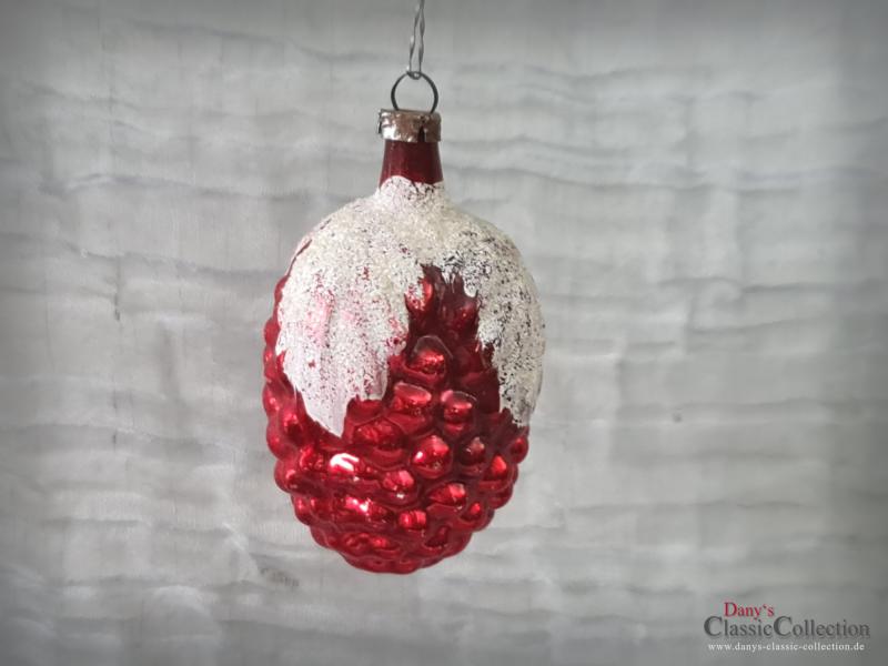 Traube Christbaumschmuck ~ Beere rot verspiegelt weiße Blätter ~ Baumbehang ~ Weihnachtsbaum ~ Frohe Weihnachten ~ Sammlerstück