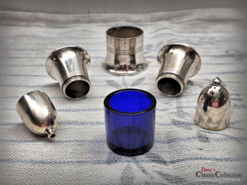 VERKAUFT ! Schweres Salz Pfeffer Senf /Süßstoff SET ~ EPNS versilbert ~ England ~ Haushalt ~ stilvoll servieren