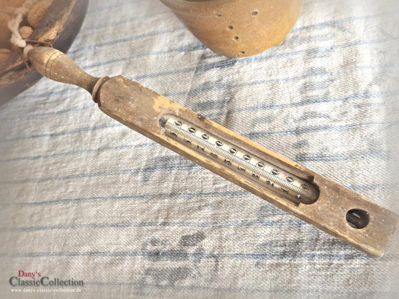 VERKAUFT ! Holz Thermometer 31 cm ~ Holzthermometer ~ Badethermometer ~ Vintage Deko ~ Landhaus ~ Rarität ~ Sammlerstück