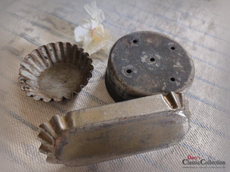 3er SET Backförmchen ~ Brioche ~ Pommes Schale ~ Zwieback Backform ~ Kerzen Deko ~ Vintage Landhaus Deko