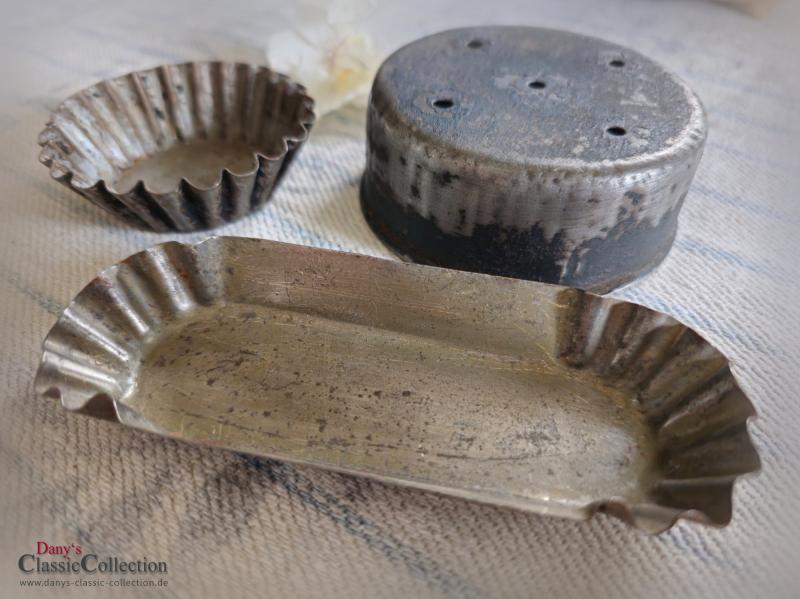 3er SET Backförmchen ~ Brioche ~ Pommes Schale ~ Zwieback Backform ~ Kerzen Deko ~ Vintage Landhaus Deko