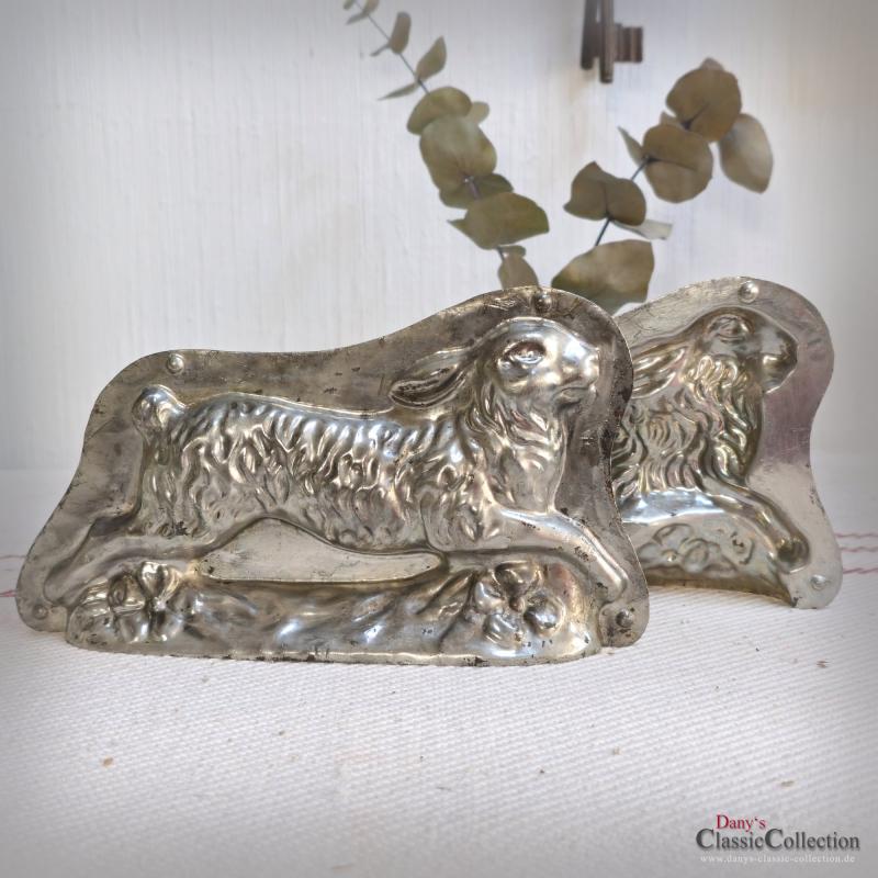 VERKAUFT ! Rennender Hase Schokoladenform ~ laufender Hase ~ antike Metall Gießform ~ Patisserie ~ seltenes Sammlerstück ~ Shabby Ostern