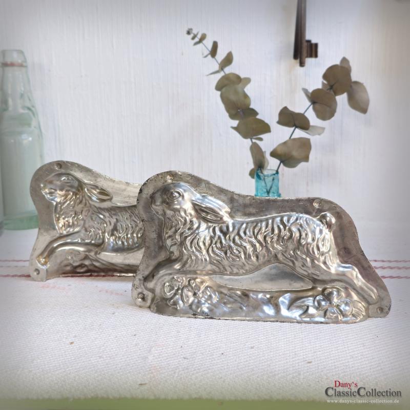 VERKAUFT ! Rennender Hase Schokoladenform ~ laufender Hase ~ antike Metall Gießform ~ Patisserie ~ seltenes Sammlerstück ~ Shabby Ostern