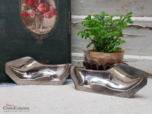 Alte helle Schuh Schokoladenform zweiteilig ~ 10,5 cm ~ Halbschuh komplett ~ Shabby Home ~ Vintage Deko ~ ht2376kh