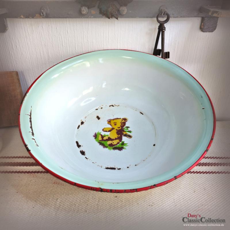 Große Teddy Emailleschüssel Bärenmotiv