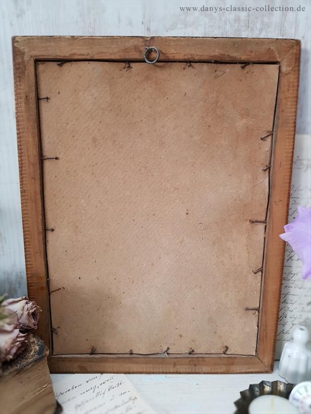 Kinderbild ~ Junge mit grünem Shirt und Telefon ~ Bild gerahmt ~ Goldrahmen ~ Vintage Kinderzimmer