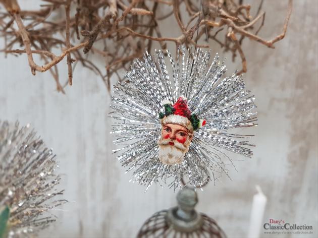 VERKAUFT ! - Wunderschöner alter Christbaumschmuck ~ Metallanhänger mit Oblaten auf beiden Seiten ~ Star xmas decoration