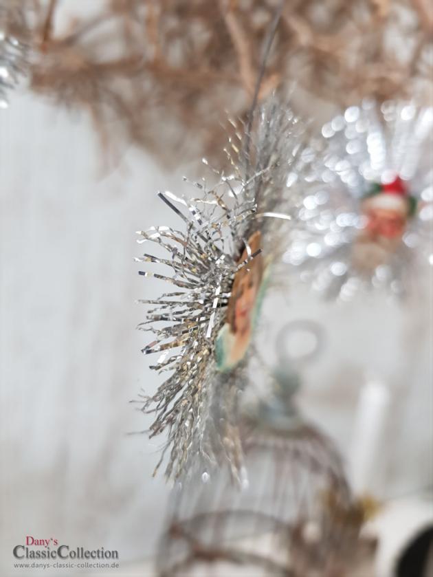 VERKAUFT ! - Wunderschöner alter Christbaumschmuck ~ Metallanhänger mit Oblaten auf beiden Seiten ~ Star xmas decoration