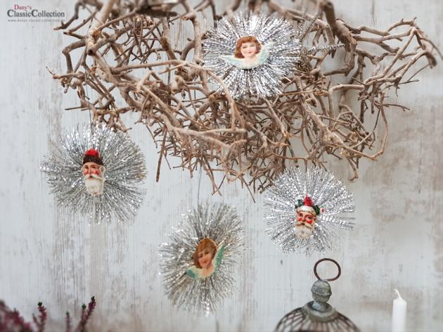 VERKAUFT ! - Wunderschöner alter Christbaumschmuck ~ Metallanhänger mit Oblaten auf beiden Seiten ~ Star xmas decoration