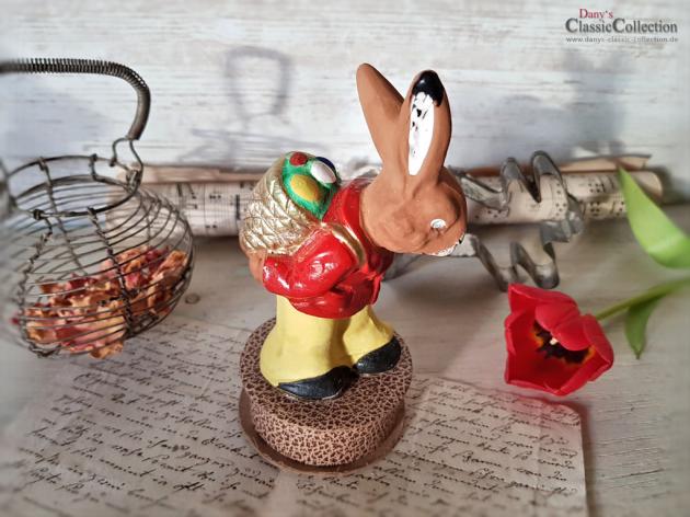Alter Osterhasenaufsteller auf Candy Container aus Pappe ~ Alte Osterdekoration ~ Erzgebirge Sammlerstück ~ Made in Germany