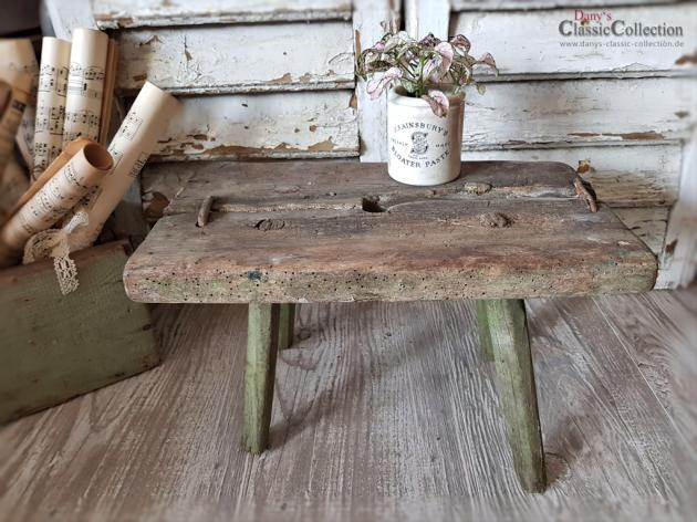 VERKAUFT ! Uralter primitiver Melkschemel ~ antiker Holzschemel ~ Hocker ~ Beistelltisch ~ Vintage Shabby chic