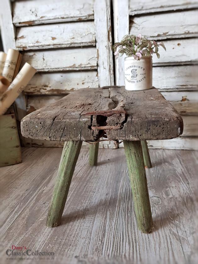 VERKAUFT ! Uralter primitiver Melkschemel ~ antiker Holzschemel ~ Hocker ~ Beistelltisch ~ Vintage Shabby chic