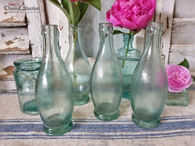 Schöne alte Limonadenflaschen ~ aquamaringrünes Pressglas ~ angerauht ~ antike Glasflaschen