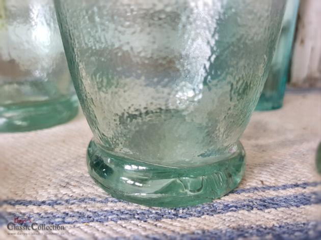 Schöne alte Limonadenflaschen ~ aquamaringrünes Pressglas ~ angerauht ~ antike Glasflaschen